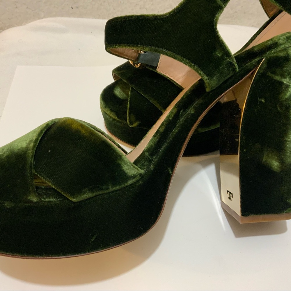Tory Burch Loretta Velvet Platform Sandals 7 M - Picture 8 of 14